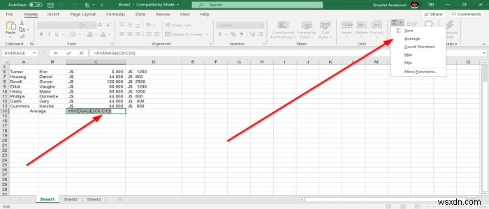 How to use MIN, Max, and AVERAGE Functions of Excel