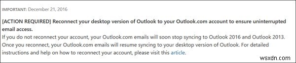 Reconnect Outlook to Outlook.com for uninterrupted email access