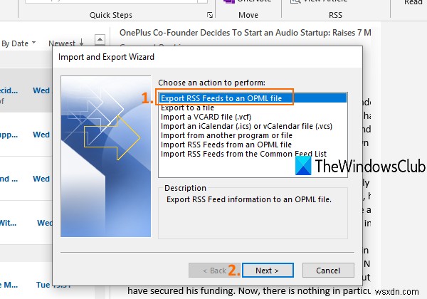 How to import or export a collection of RSS Feed subscriptions in Outlook