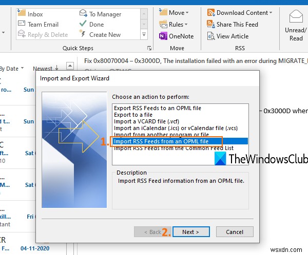 How to import or export a collection of RSS Feed subscriptions in Outlook
