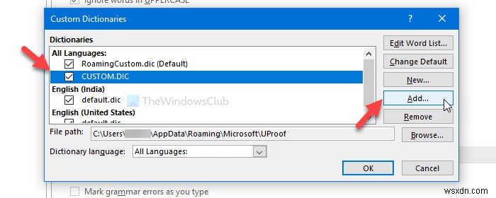 How to add a custom dictionary in Word, Excel, and Outlook 