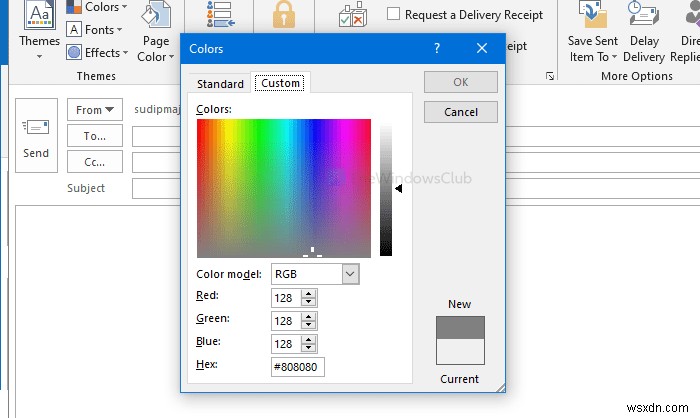 How to add or change the background color and image in Outlook email