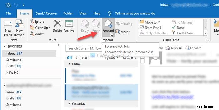How to forward multiple emails at once from Outlook