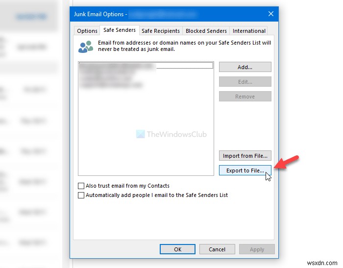 How to export or import Blocked and Safe Senders list in Outlook