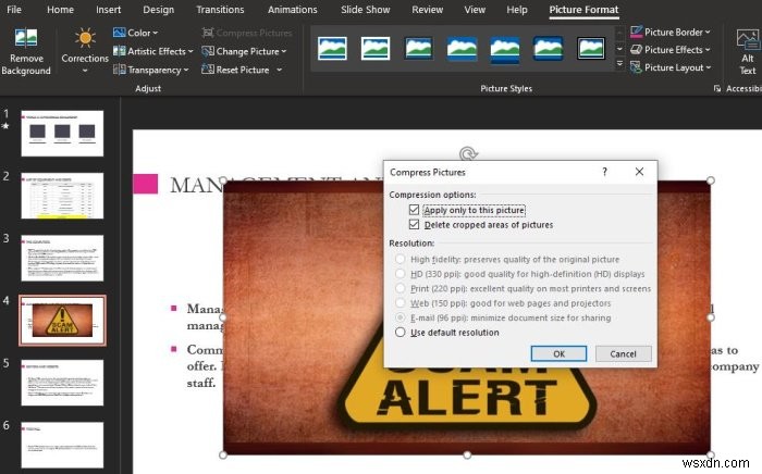 How to compress all Images in a PowerPoint slideshow