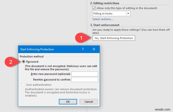 How to lock a part of a Word document with a Password