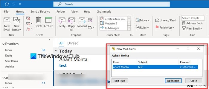 How to get notifications for selected contacts in Microsoft Outlook
