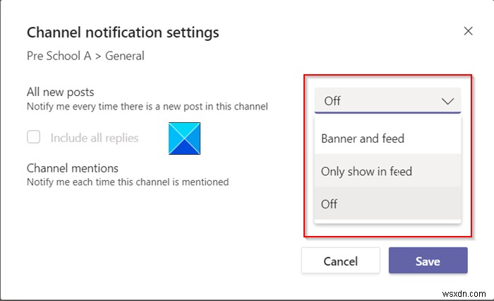 How to manage Microsoft Teams Channel Notifications Settings