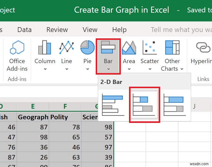 How to create a Bar Graph or Column Chart in Excel