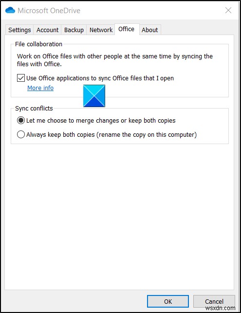 Allow users to choose how to handle Office file sync conflicts