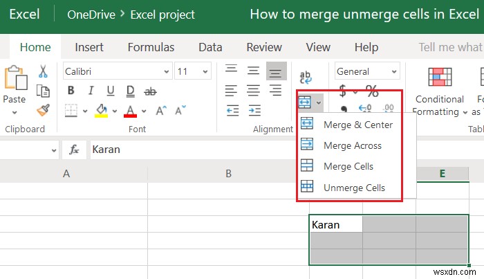 How to Merge and Unmerge cells in Excel