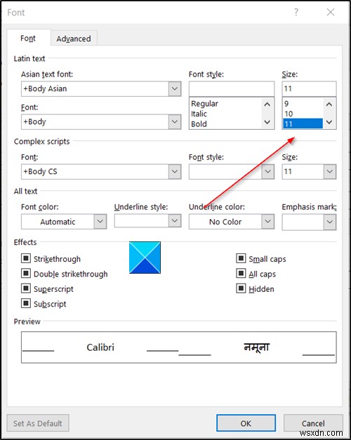 Font size changes when replying to email in Outlook in Windows 10