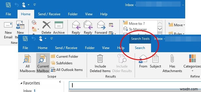 How to add the Search tab to the Outlook Ribbon