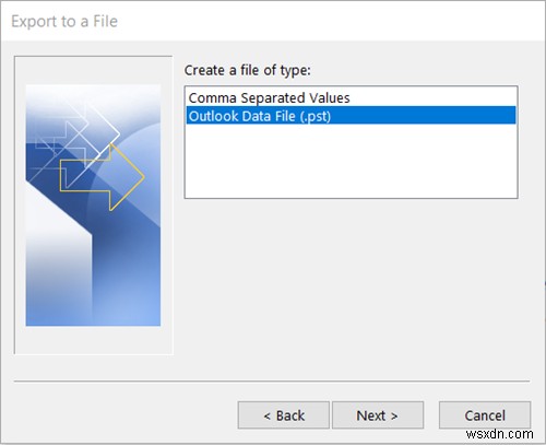 How to back up Outlook email folders to Windows 10 desktop