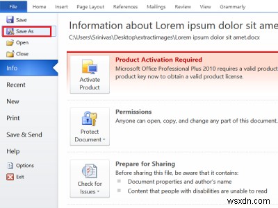 How to extract Images from Word Document without using software