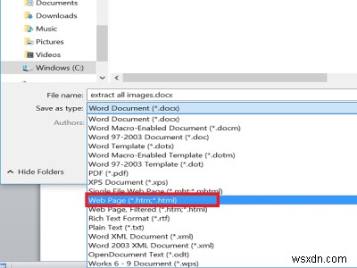 How to extract Images from Word Document without using software