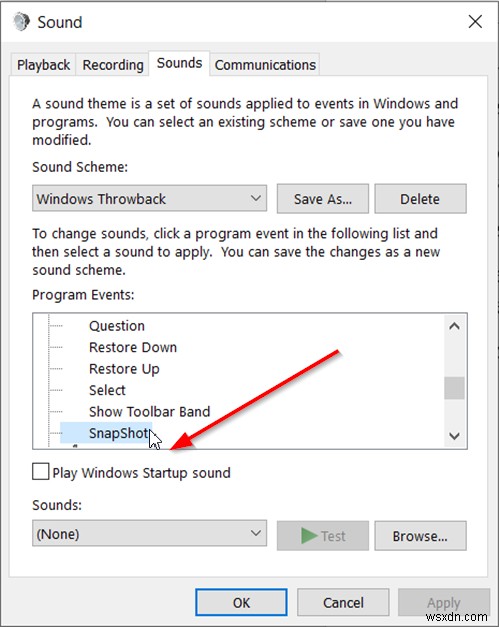 Add Sound to PrntScrn Key and enable Alert for Screenshots in Windows 10