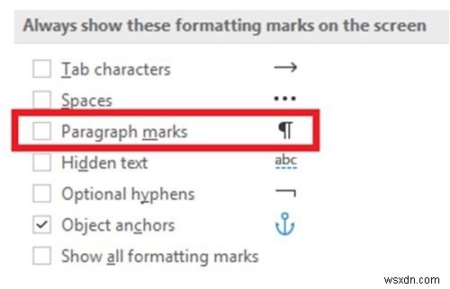 How to Turn off Paragraph marks in Microsoft Word