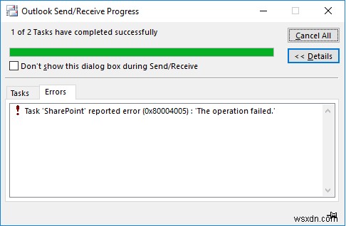 Error 0x80004005, The Operation Failed in Outlook