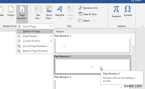 How to add, remove or insert Custom Page Number in Word