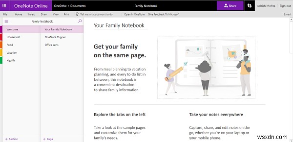 Share OneNote notebooks with your family using Microsoft Family feature