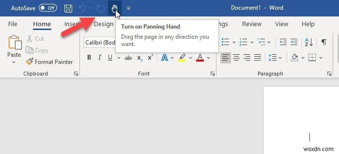 How to enable and use Panning Hand in Microsoft Office apps