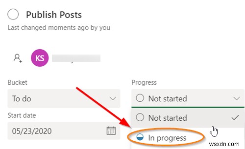 How to set and update Task Progress in Microsoft Planner