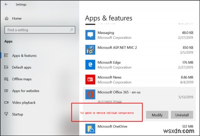 How to uninstall individual Office apps from Windows computer