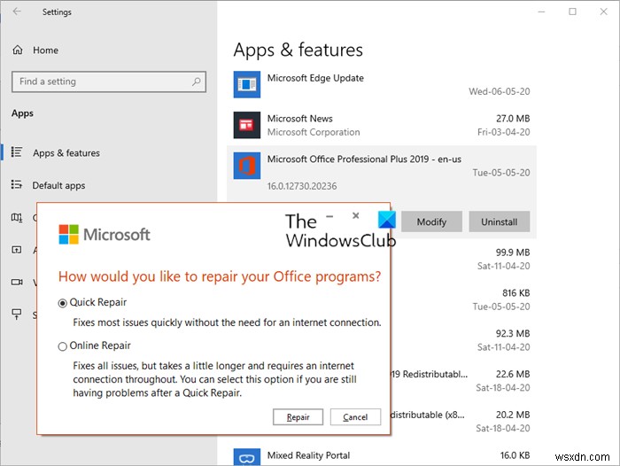 This product installation has been corrupted – Microsoft Office error
