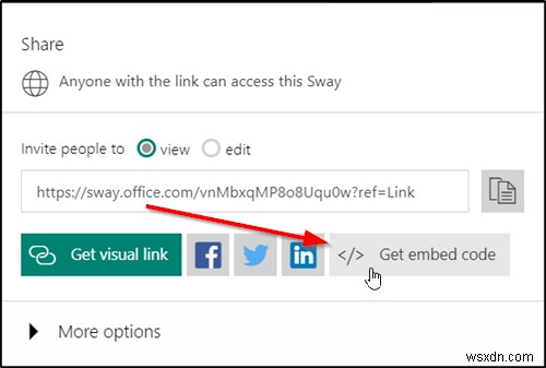 How to embed content in Microsoft Sway