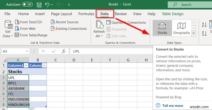 How to fetch real-time Stock Prices in Excel using Stock Quote
