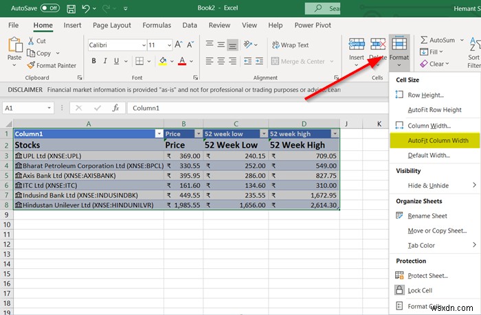 How to fetch real-time Stock Prices in Excel using Stock Quote