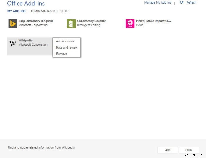 How to view, manage, install and remove Add-ins from Microsoft Office programs