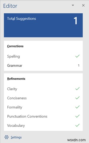 How to use Microsoft Editor to check Grammar and correct mistakes in documents