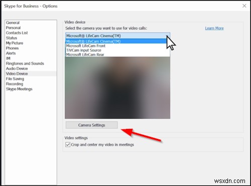 How to change Audio & Video settings in Skype for Business