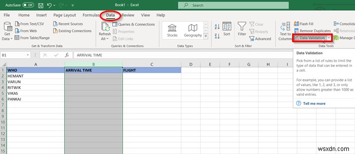 How to apply Data Validation to Cells in Microsoft Excel