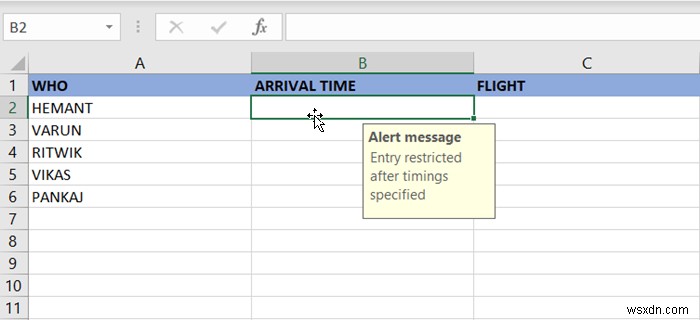 How to apply Data Validation to Cells in Microsoft Excel