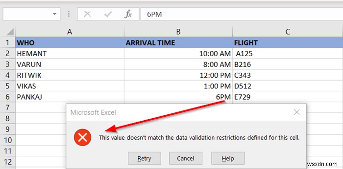 How to apply Data Validation to Cells in Microsoft Excel
