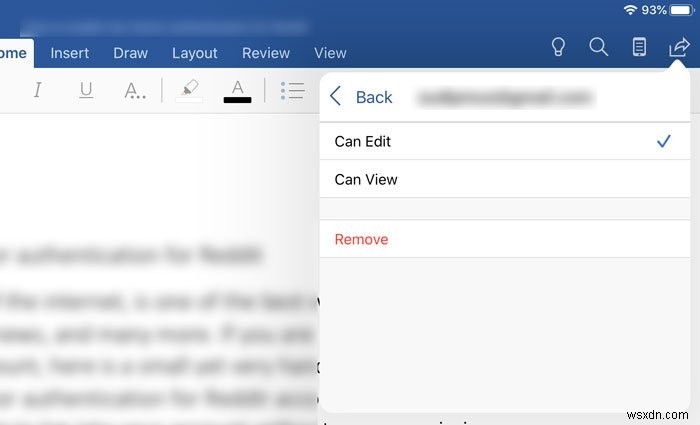 How to invite someone to edit Word document on iPad