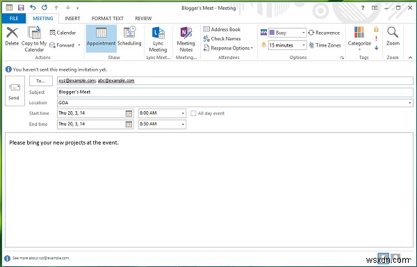 How to send an Invitation for Meeting in Outlook
