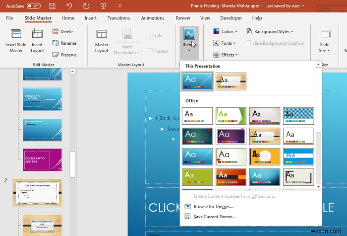 How to change the formatting of the complete PowerPoint Presentation