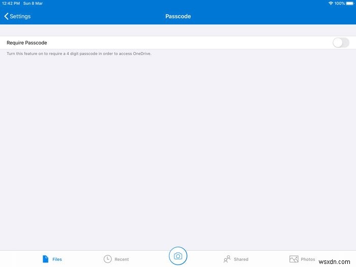How to lock OneDrive with Password, Touch ID or Face ID on iPad