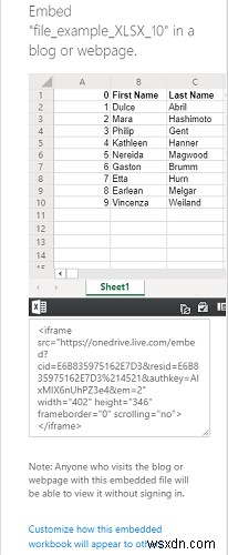 How to embed an Excel Sheet on your Blog