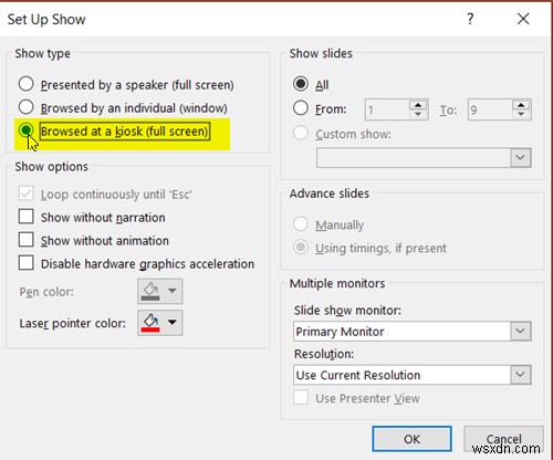 How to loop PowerPoint Slides in a presentation to make them run automatically