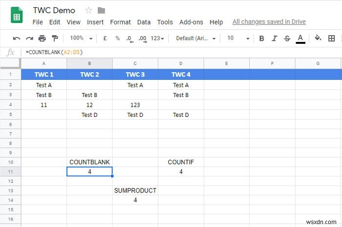How to count blank or empty cells in Excel and Google Sheets