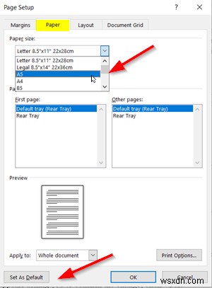 How to change the Paper Size in Microsoft Word