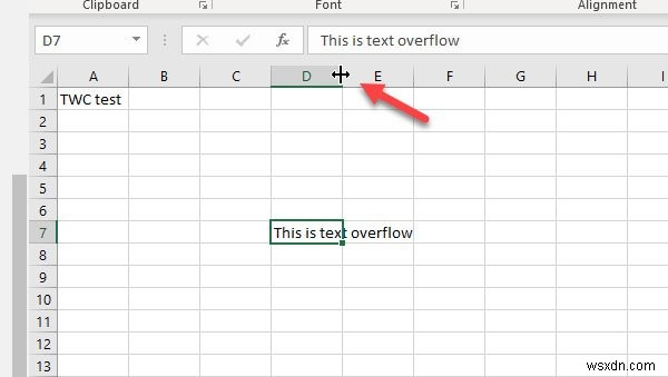 How to prevent Text Overflow in Excel