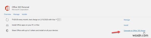 How to change Office 365 Subscription Plan – Personal to Home and vice versa
