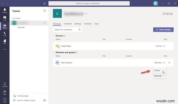 How to switch Member Role and remove a Member in Microsoft Teams