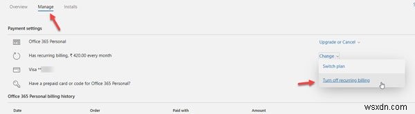 How to cancel an Office 365 Subscription or stop Auto renewal